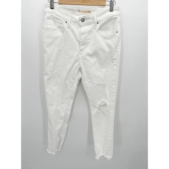 Levi's 721 High-Rise Ankle Skinny Iced Out White Denim Jeans Women's Size 30 - Picture 1 of 12